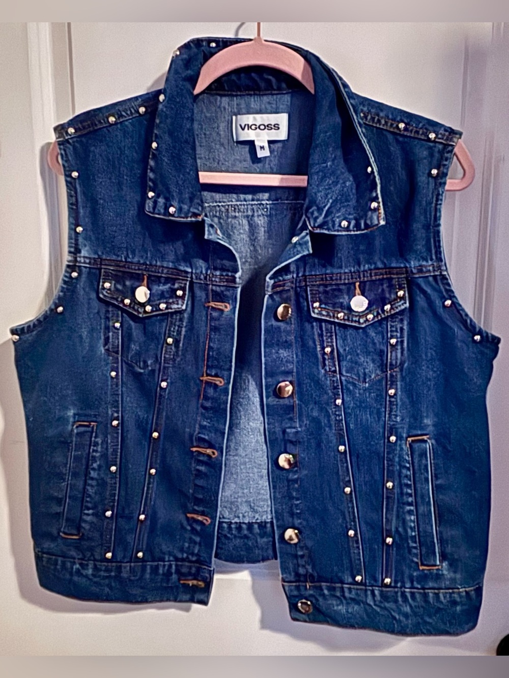 Vigoss Blue Denim Jacket with Studs Size Medium
